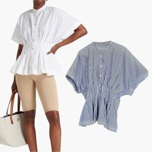 Palmer Harding Cotton Blue White Stripes Short Sleeves Blouse M (10)